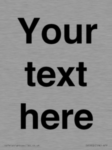 Custom plain information sign. Black text